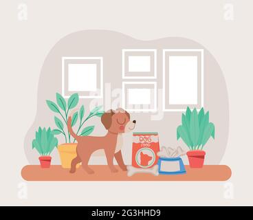 chien dans la salle de séjour Illustration de Vecteur