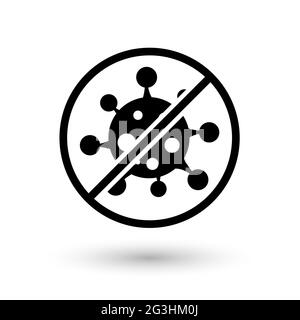 Virus Black Stop, bactéries, germes et microbe icône isolée sur fond blanc. Défense antibactérienne et antivirale, protection infection. Illustration de Vecteur