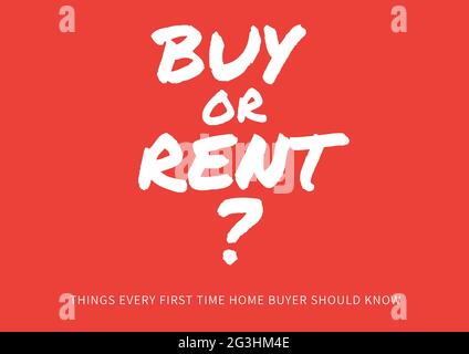 Composition du texte d'achat ou de location en blanc sur fond rouge Banque D'Images