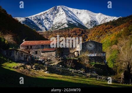 La Preste, près de Prats de Molló, dans la région de Vallespir en automne (Pyrénées-Orientales, France) ESP: La Preste, cerca de Prats de Molló (Francia) Banque D'Images