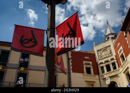 Place Sant Pere lors de la célébration du festival Patum de Berga (Barcelone, Catalogne, Espagne) Banque D'Images