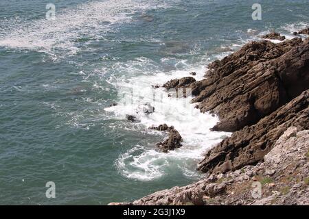 Une photographie de la côte à Langland Bay, Gower Peninsula, pays de Galles Banque D'Images