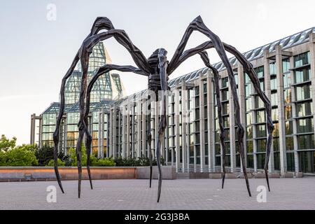 Ottawa, Canada le 23 mai 2021 : sculpture de l'araignée Maman devant le Musée des beaux-arts du Canada, situé au centre-ville d'Ottawa, au Canada Banque D'Images