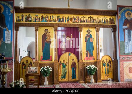 Iconostase Dans la cathédrale de la Transfiguration du Sauveur Banque D'Images