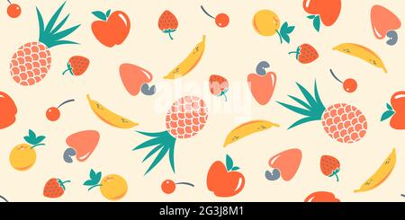 Motif sans couture avec fruits assortis Banque D'Images