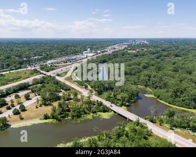 Vue aérienne des lagons de Skokie Banque D'Images