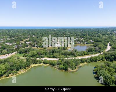 Vue aérienne des lagons de Skokie Banque D'Images