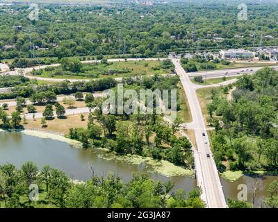 Vue aérienne des lagons de Skokie Banque D'Images