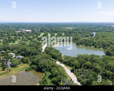 Vue aérienne des lagons de Skokie Banque D'Images