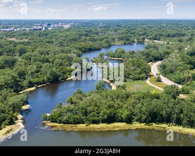 Vue aérienne des lagons de Skokie Banque D'Images