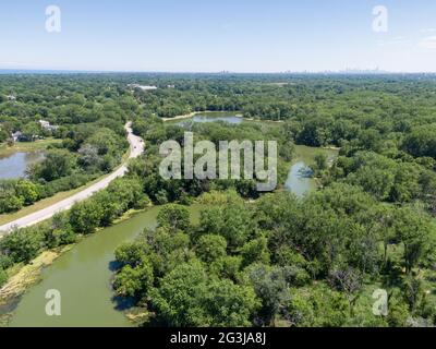 Vue aérienne des lagons de Skokie Banque D'Images