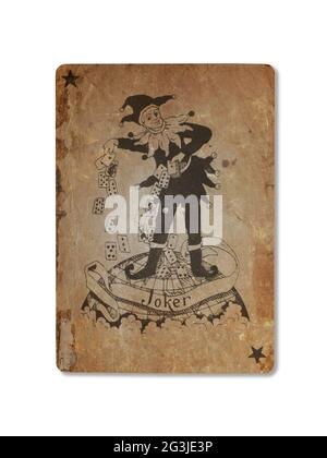 Très ancienne carte à jouer, Joker Banque D'Images