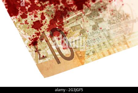 Scottish Banknote, 10 livres, isolé sur blanc, sanglant Banque D'Images