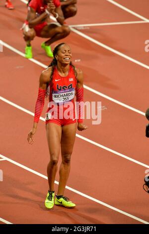 LONDRES, ANGLETERRE - LE 5 AOÛT, Sanya Richards-Ross des États-Unis après le 400m des femmes pendant la soirée d'athlétisme au stade olympique le 5 août 2012 à Londres, Angleterre photo de Roger Sedres / Gallo Images Banque D'Images