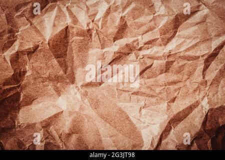 Papier froissé avec plis, vignette, espace de copie, gros plan de texture Banque D'Images