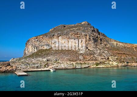 Imeri Gramvousa, eine Felseninsel vor der Südwestküste der Insel Kreta, Griechenland Banque D'Images