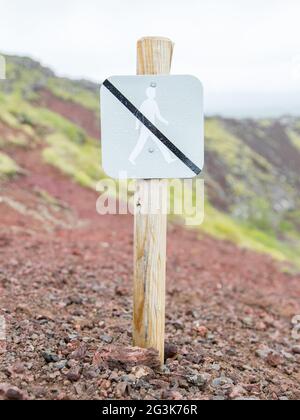 Interdit de marcher ici - Islande Banque D'Images