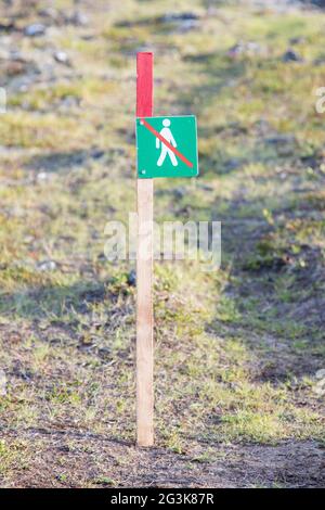 Interdit de marcher ici - Islande Banque D'Images
