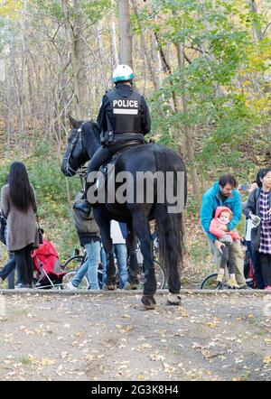 Un officier de la police montée de Montréal sur le mont Royal, Montréal Canada Banque D'Images