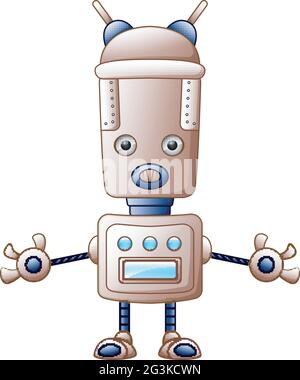 Personnage de dessin animé robot mignon isolé sur fond blanc Illustration de Vecteur