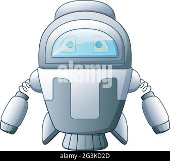 Personnage de dessin animé robot mignon isolé sur fond blanc Illustration de Vecteur