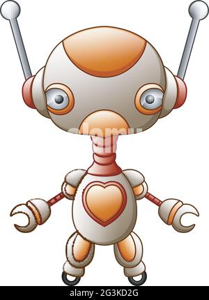 Personnage de dessin animé robot mignon isolé sur fond blanc Illustration de Vecteur