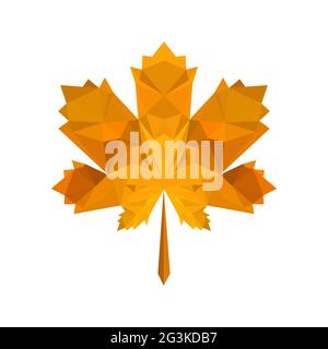 Illustration d'une feuille d'automne à l'origami plate Banque D'Images