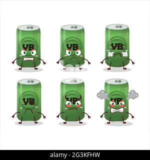 La bière peut caricater le personnage avec diverses expressions en colère. Illustration vectorielle Illustration de Vecteur