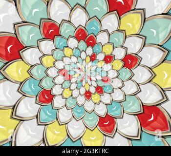 Fleur fractale multicolore abstraite avec pétales de diamant. Banque D'Images