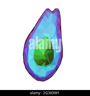 Faible teneur en poly avocat. Vecteur signe polygonal avocat isolé sur fond blanc. Pop art couleur fruits sains, bonne nutrition, en-cas, légumes, manger. S Illustration de Vecteur