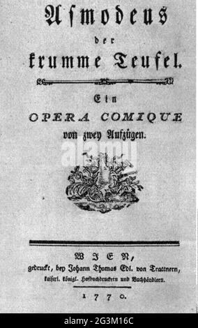 théâtre / théâtre, opéra, 'Asmodeus der krumme Teufel', par Joseph Haydn, livret: Joseph Felix von Kurz, LE DROIT D'AUTEUR DE L'ARTISTE N'A PAS À ÊTRE AUTORISÉ Banque D'Images