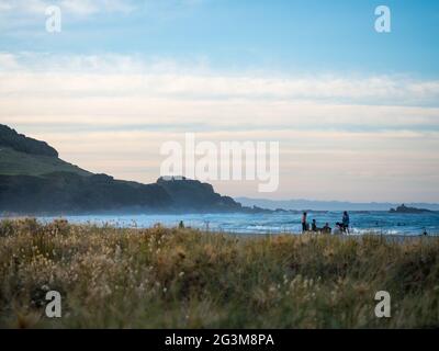 Vue sur Tauranga et le mont manganui depuis Mauoa. Banque D'Images