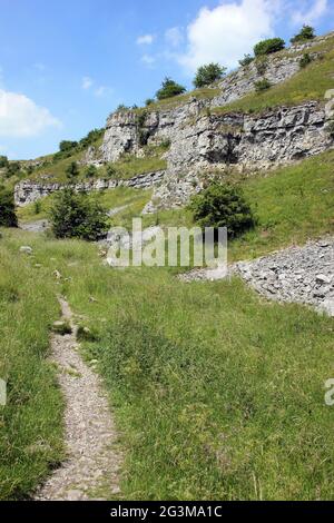 Sentier traversant Lathkill Dale, Peak District Derbyshire Banque D'Images