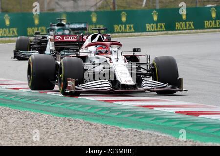 Formule 1 Aramco Gran Premio de Espana 2021. Kimi Raikkonen d'Alfa Romeo Racing sur piste Banque D'Images