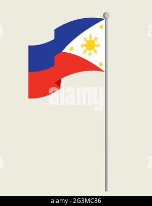 Drapeau des Philippines. Symbole d'état dans le style plat. Illustration de Vecteur