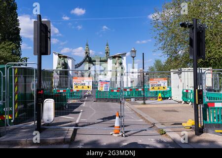 Fermeture du pont Hammersmith, Londres Banque D'Images