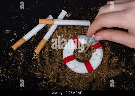 Affiche de la Journée du tabac pour le concept de non-fumeurs par exemple Banque D'Images