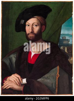 Giuliano de' Medici (1479–1516) Duc de Nemours, portrait peint par l'atelier de Raphaël, 1483-1520 Banque D'Images