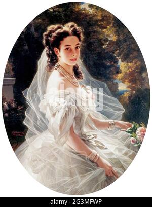 Pauline von Metternich (1836-1921) Princesse de Metternich-Winneburg zu Beilstein, socialite autrichienne, portrait peint par Franz Xaver Winterhalter, 1860 Banque D'Images