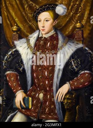 Edward VI (1537-1553) Roi d'Angleterre et d'Irlande (1547-1553), portrait peint par le cercle de William Scrots, vers 1550 Banque D'Images