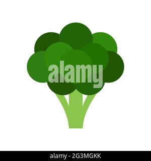 Bande dessinée colorée brocoli. Brocoli légume vert frais isolé sur fond blanc. Icône brocoli. Concept d'alimentation saine. Illustration vectorielle plate. Illustration de Vecteur