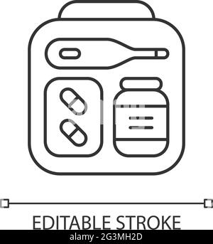 Mini trousse de premiers soins icône linéaire Illustration de Vecteur