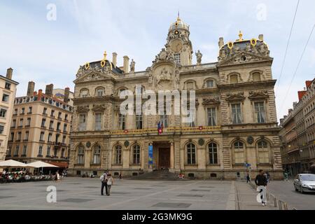 FRANCE RHÔNE (69) LYON. HÔTEL DE VILLE PLACE DE TERREAUX Banque D'Images