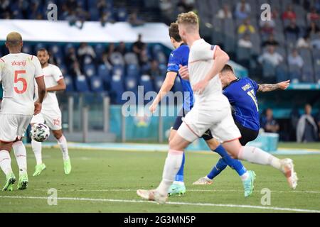 Roma, Italie. 16 juin 2021. Ciro immobile d'Italie a obtenu le but de 3-0 lors de la phase du Groupe Euro 2020 de l'UEFA - le match de football du Groupe A entre l'Italie et la Suisse au stadio Olimpico à Rome (Italie), le 16 juin 2021. Photo Andrea Staccioli/Insidefoto crédit: Insidefoto srl/Alamy Live News Banque D'Images