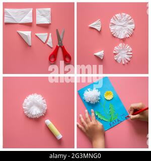 Faire une carte de vœux pour la fête des pères, le projet d'art pour enfants, le bricolage, le dessin et le cadeau Banque D'Images