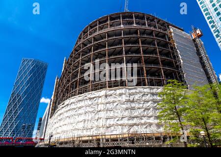 14 juin 2021 - travaux de décapage du bâtiment Thomson Reuters en cours, alors que le bâtiment subit une rénovation et une extension complètes, Reuters Plaza, Banque D'Images