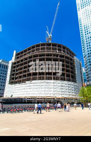 14 juin 2021 - travaux de décapage du bâtiment Thomson Reuters en cours, alors que le bâtiment subit une rénovation et une extension complètes, Reuters Plaza, Banque D'Images