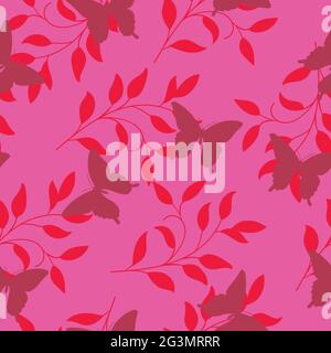 Feuilles et papillon vecteur sans couture motif design pour papier peint, textile , surface, mode , arrière-plan,carrelage, papeterie, décoration, ameublement et Illustration de Vecteur
