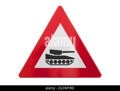Panneau de signalisation isolé - véhicules blindés Banque D'Images