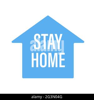 L'écriture sous la maison. Logo de la campagne de protection contre les coronavirus. L'auto-isolation est intéressante comme un signe ou un symbole. Le concept de virus opposés. Illustration de Vecteur